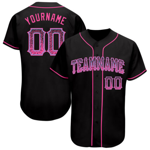 black_0808 Custom Black Pink-Light Blue Authentic Drift Fashion Baseball Jersey
