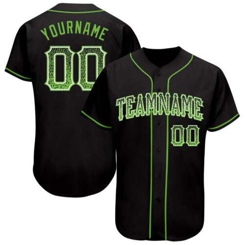 black_0809 Custom Black Neon Green-White Authentic Drift Fashion Baseball Jersey