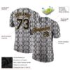 Custom Black Black-Old Gold 3D Pattern Design Snakeskin Performance T-Shirt