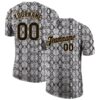 Custom Black Black-Old Gold 3D Pattern Design Snakeskin Performance T-Shirt