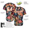 Custom Black White-Orange 3D Pattern Design Flowers Authentic Baseball Jersey