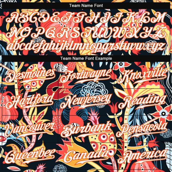 Custom Black White-Orange 3D Pattern Design Flowers Authentic Baseball Jersey