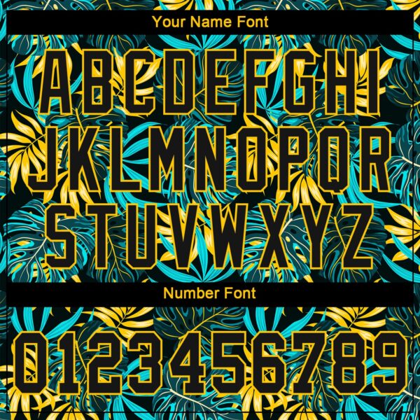 Custom Black Black-Gold 3D Pattern Design Tropical Palm Leaves Authentic Baseball Jersey