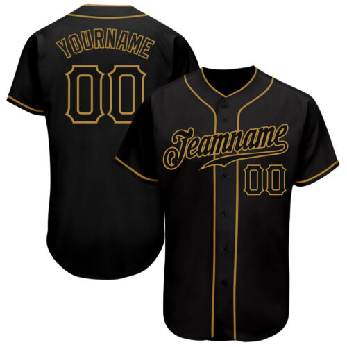 black_0823 Custom Black Black-Old Gold Authentic Baseball Jersey