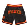 Custom Black Red Pinstripe Red-Gold Authentic Basketball Shorts