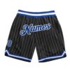 Custom Black White Pinstripe Royal-White Authentic Basketball Shorts
