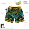 Custom Black Black-Gold 3D Pattern Design Tropical Palm Leaves Authentic Basketball Shorts