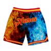 Custom Black Red-Gold 3D Pattern Design Flame Authentic Basketball Shorts