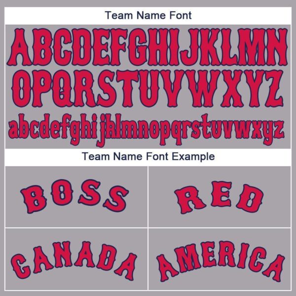 Custom Gray Red-Navy Baseball Jersey