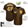 Custom Brown Gold-White Authentic Baseball Jersey