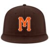 Custom Brown Orange-White Stitched Adjustable Snapback Hat