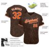 Custom Brown White Pinstripe Orange-White Authentic Baseball Jersey