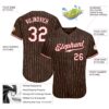 Custom Brown White Pinstripe White-Red Authentic Baseball Jersey