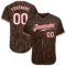 Custom Brown White Pinstripe White-Red Authentic Baseball Jersey