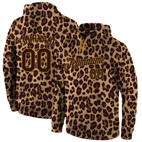 brown_0068_617d7031-ee2f-4584-bce9-bd0ff9bb8ea2 Custom Stitched Brown Brown-Old Gold 3D Pattern Design Leopard Sports Pullover Sweatshirt Hoodie