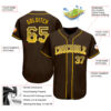 Custom Brown Gold-White Authentic Drift Fashion Baseball Jersey