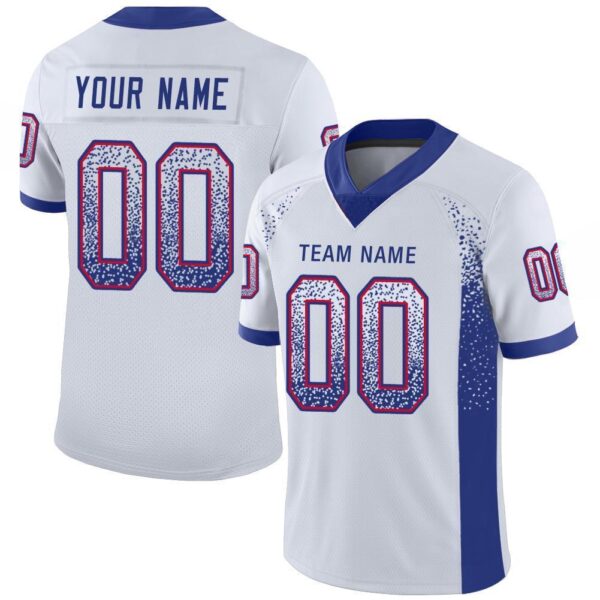 Custom White Royal-Red Drift Fashion Football Jersey