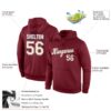 Custom Stitched Burgundy Cream-Light Blue Sports Pullover Sweatshirt Hoodie