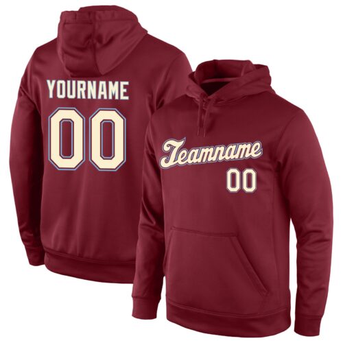 burgundy_0013 Custom Stitched Burgundy Cream-Light Blue Sports Pullover Sweatshirt Hoodie