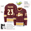 Custom Burgundy White-Gold Hockey Jersey