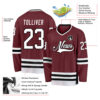 Custom Burgundy White-Black Hockey Jersey