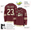 Custom Burgundy Cream-Black Hockey Jersey
