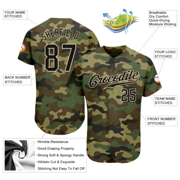 Custom Camo Black-City Cream Authentic Salute To Service Baseball Jersey