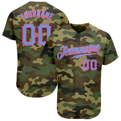 camo_0034 Custom Camo Light Blue-Pink Authentic Salute To Service Baseball Jersey