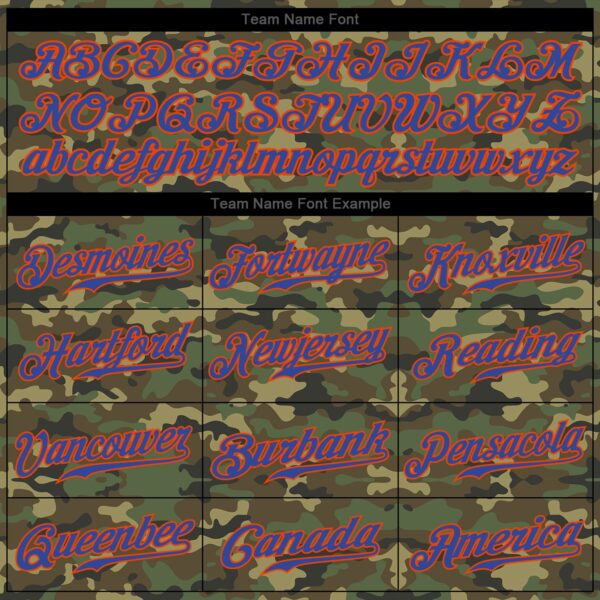 Custom Camo Royal-Orange Authentic Salute To Service Baseball Jersey