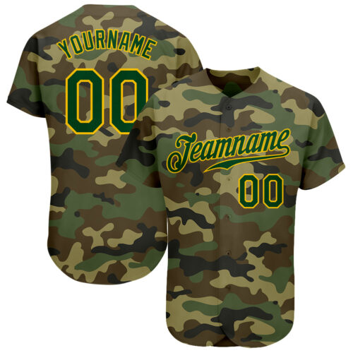 camo_0042 Custom Camo Green-Gold Authentic Salute To Service Baseball Jersey