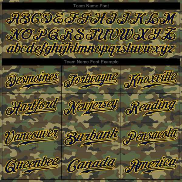 Custom Camo Navy-Gold Authentic Salute To Service Baseball Jersey