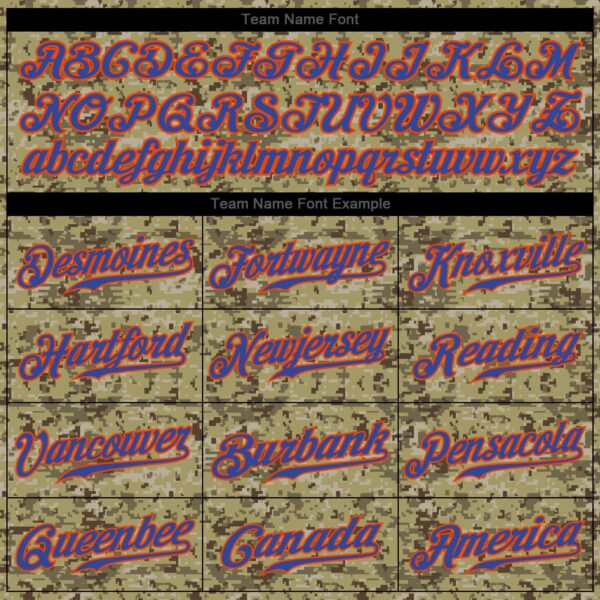 Custom Camo Royal-Orange Authentic Salute To Service Baseball Jersey