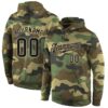 Custom Stitched Camo Black-Cream Sports Pullover Sweatshirt Salute To Service Hoodie