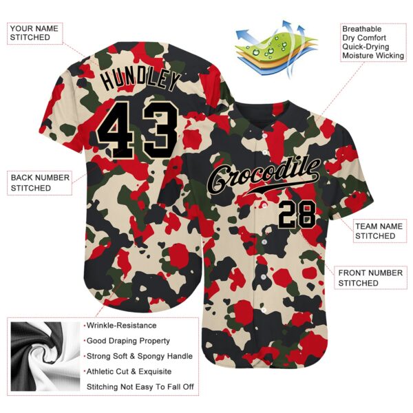 Custom Camo Black-Cream 3D Authentic Salute To Service Baseball Jersey
