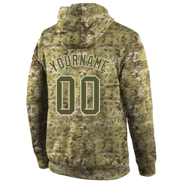 Custom Stitched Camo Olive-Cream Sports Pullover Sweatshirt Salute To Service Hoodie