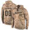 Custom Stitched Camo Black-Cream Sports Pullover Sweatshirt Salute To Service Hoodie