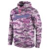 Custom Stitched Camo Pink-Light Blue Sports Pullover Sweatshirt Salute To Service Hoodie