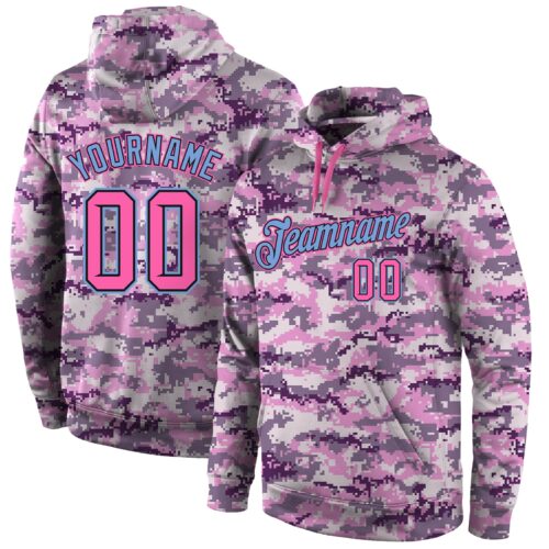 camo_0081 Custom Stitched Camo Pink-Light Blue Sports Pullover Sweatshirt Salute To Service Hoodie