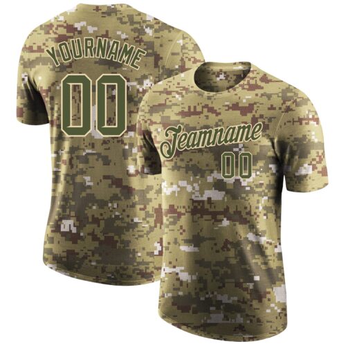 camo_0086 Custom Camo Olive-Cream Performance Salute To Service T-Shirt