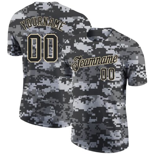 camo_0089 Custom Camo Black-Cream Performance Salute To Service T-Shirt