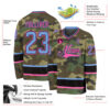 Custom Camo Light Blue-Pink Salute To Service Hockey Jersey