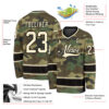 Custom Camo Cream-Black Salute To Service Hockey Jersey