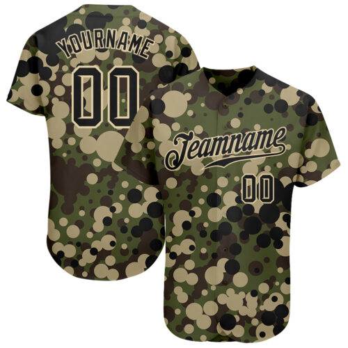 camo_0120 Custom Camo Black-Cream Authentic Salute To Service Baseball Jersey