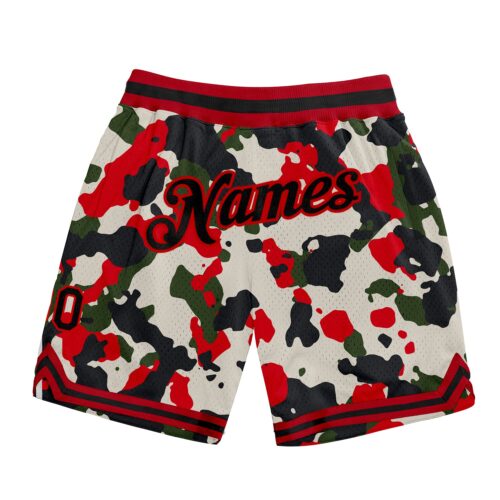 camo_0133 Custom Camo Black-Red Authentic Salute To Service Basketball Shorts