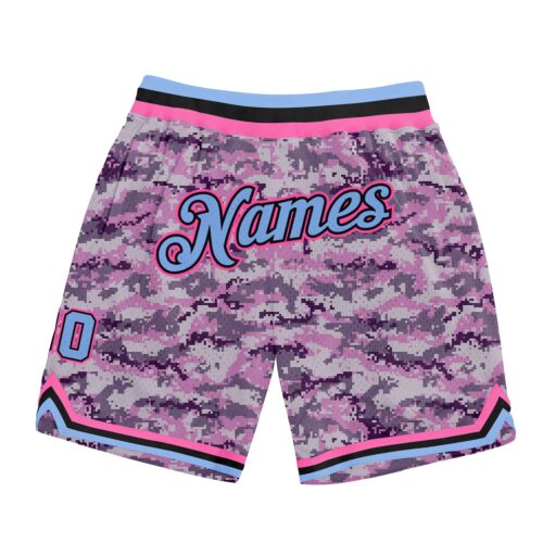 camo_0134 Custom Camo Light Blue-Pink Authentic Salute To Service Basketball Shorts