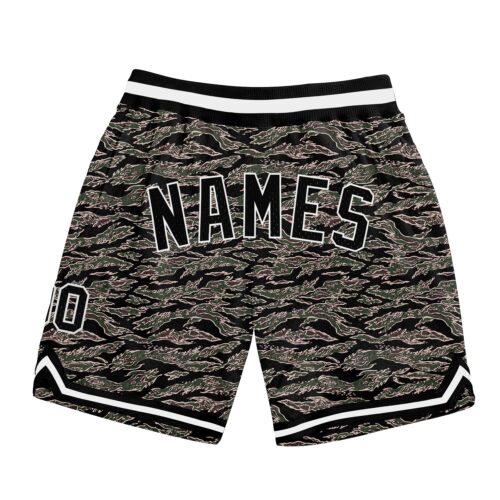 camo_0135 Custom Camo Black-White Authentic Salute To Service Basketball Shorts