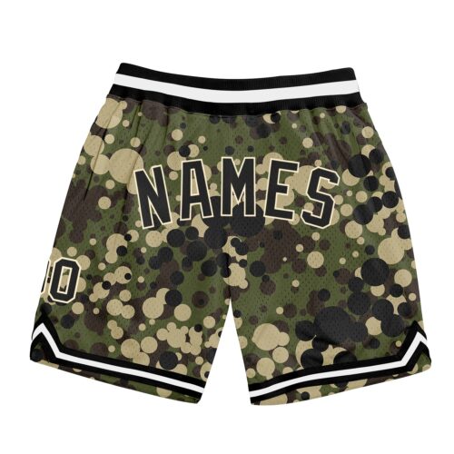 camo_0136 Custom Camo Black-Cream Authentic Salute To Service Basketball Shorts
