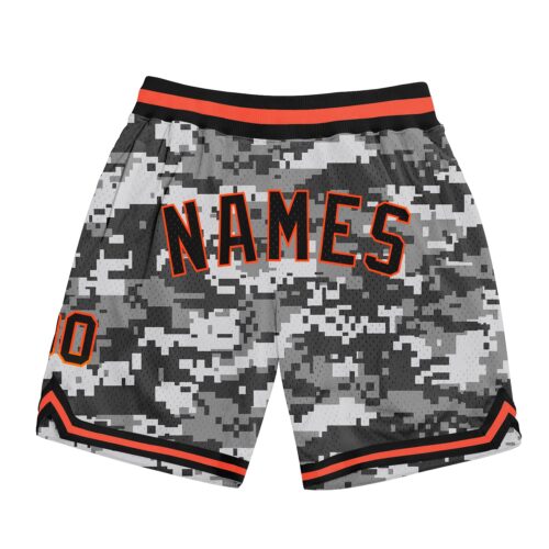 camo_0138 Custom Camo Black-Orange Authentic Salute To Service Basketball Shorts