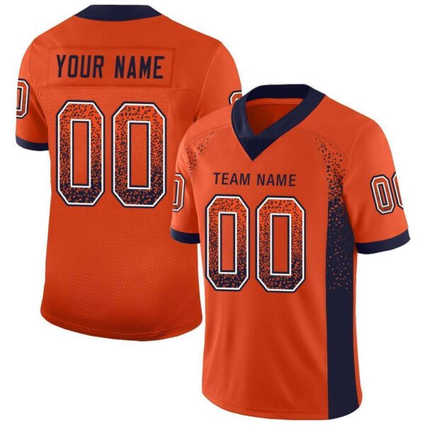 Custom Orange Navy-White Drift Fashion Football Jersey