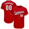 Custom Red White-Black Baseball Jersey